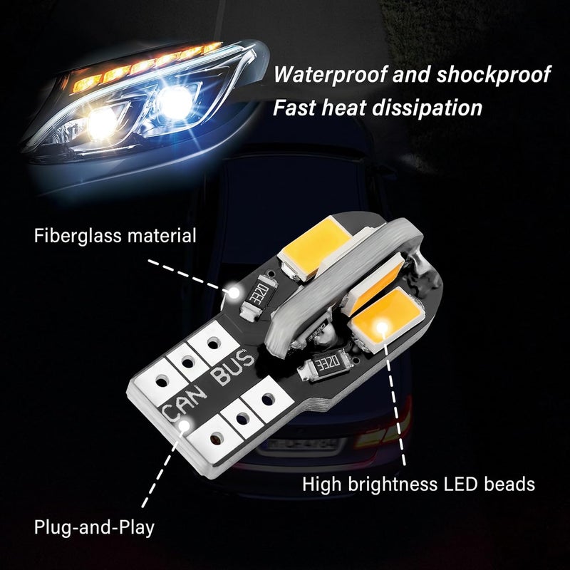 Stacool 10PCS T10 Interior Car Lights,12V Super Bright T10 LED Bulb for Map Lights,Reading Lights,License Plate Lights,Universal 5630 8SMD Car LED Lights Car Accessories for Most Cars (Yellow) - Image 4